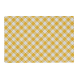 Yellow Gingham Plaid Checkered Pattern Placemat | Zazzle