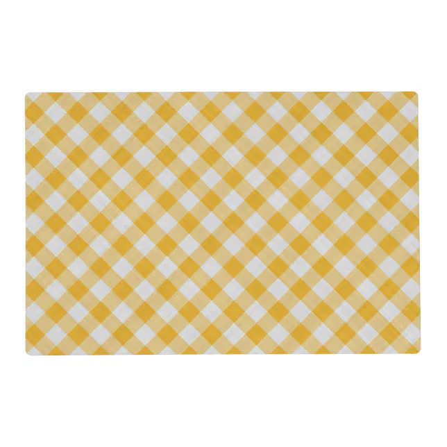 Yellow Gingham Plaid Checkered Pattern Placemat Zazzle