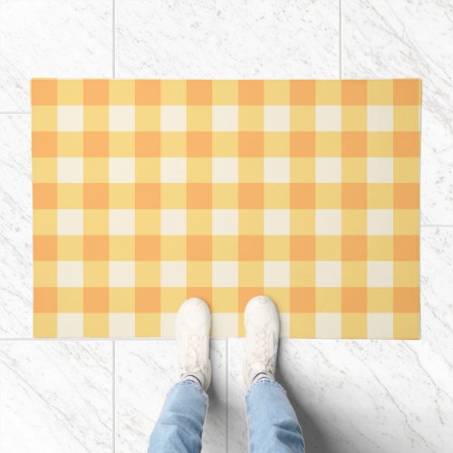 Yellow Gingham Plaid Cottagecore Rug or Doormat