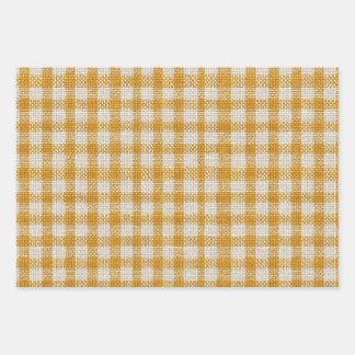 Yellow Gingham Plaid Daisy Wrapping Paper Sheets