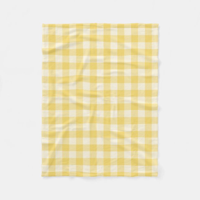 Yellow Gingham Plaid Fleece Blanket (Front)