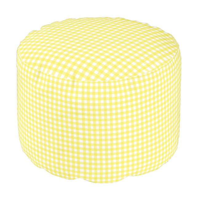 Yellow Gingham Pouf (Angled Front)