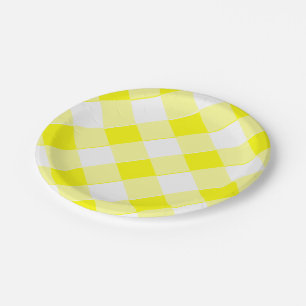 Yellow Gingham Retro Spectacular Old School Paper Plates