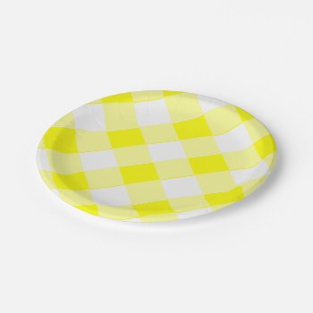 Yellow Gingham Retro Spectacular Old School Paper Plates by Zazzimsical at Zazzle