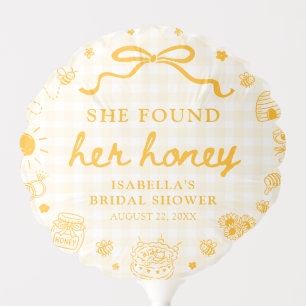 Yellow Gingham She Found Her Honey Bridal Shower Balloon
