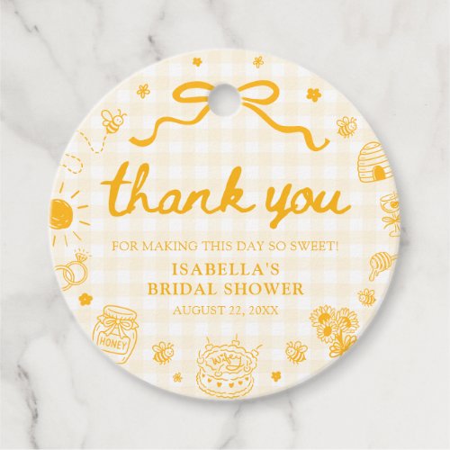 Yellow Gingham She Found Her Honey Bridal Shower Favor Tags