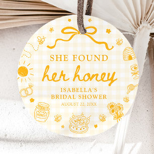 Yellow Gingham She Found Her Honey Bridal Shower Favor Tags