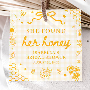 Yellow Gingham She Found Her Honey Bridal Shower Favor Tags
