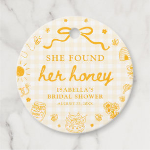 Yellow Gingham She Found Her Honey Bridal Shower Favor Tags