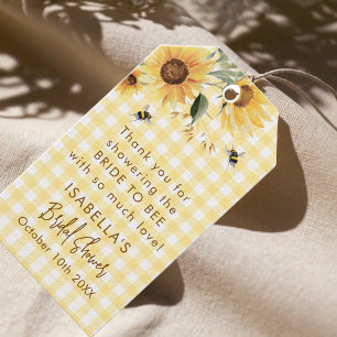 Yellow Gingham She Found Her Honey Bridal Shower Gift Tags