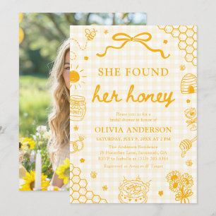 Yellow Gingham She Found Her Honey Bridal Shower Invitation