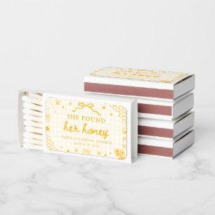 Yellow Gingham She Found Her Honey Bridal Shower Matchboxes