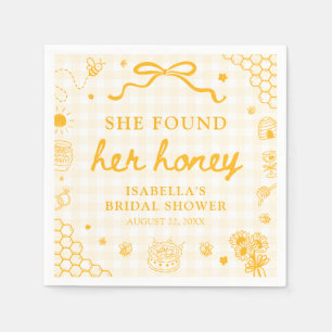 Yellow Gingham She Found Her Honey Bridal Shower Napkins