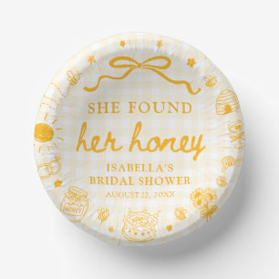 Yellow Gingham She Found Her Honey Bridal Shower Paper Bowls