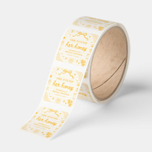 Yellow Gingham She Found Her Honey Bridal Shower Square Sticker