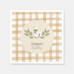 Yellow Gingham Silly Goose Birthday Party  Napkins
