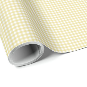 Yellow gingham simple cute small checks plaid wrapping paper