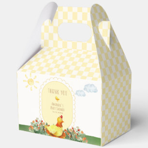 Yellow Gingham Whimsical Chicken Baby Shower Favor Boxes