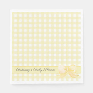Yellow Gingham with Bow Baby Shower Napkins