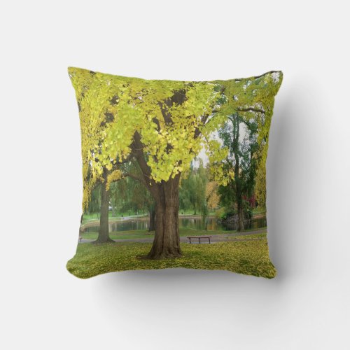 Yellow Gingko Tree Throw Pillow
