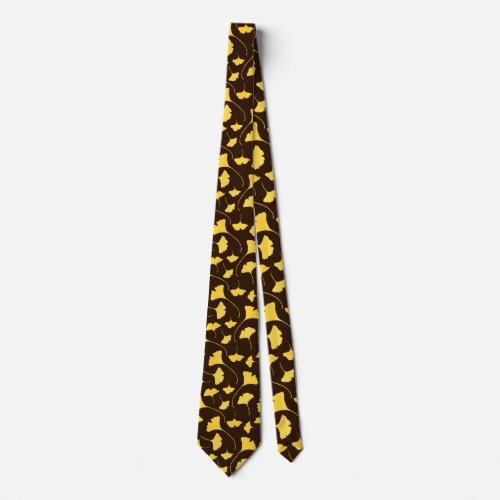 Yellow Ginkgo Biloba leaves in Fall Neck Tie