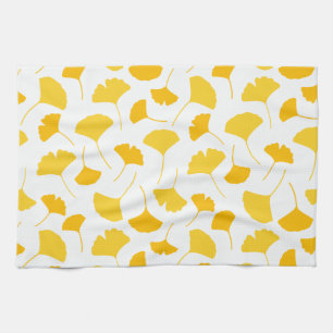 Yellow Ginkgo Leaf Pattern Kitchen Towel