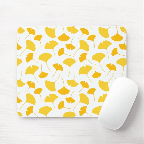 Yellow Ginkgo Leaf Pattern Mouse Pad