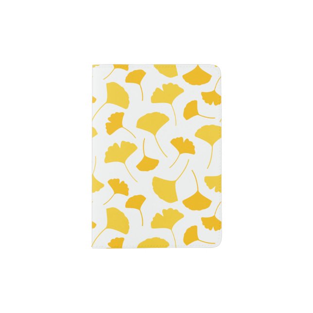 Yellow Ginkgo Leaf Pattern Passport Holder (Front)