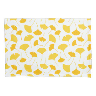 Yellow Ginkgo Leaf Pattern Pillow Case