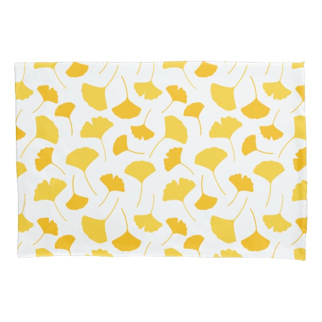 Yellow Ginkgo Leaf Pattern Pillow Case (Front-Left)