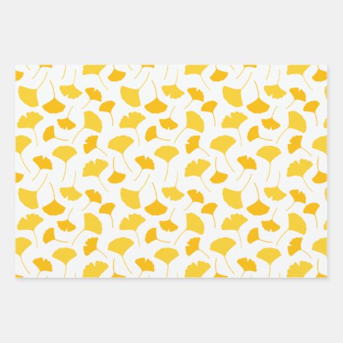 Yellow Ginkgo Leaf Pattern Wrapping Paper Sheets