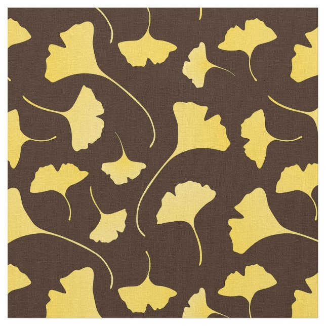 Yellow Ginkgo Leaves Pattern Fabric (Close Up)