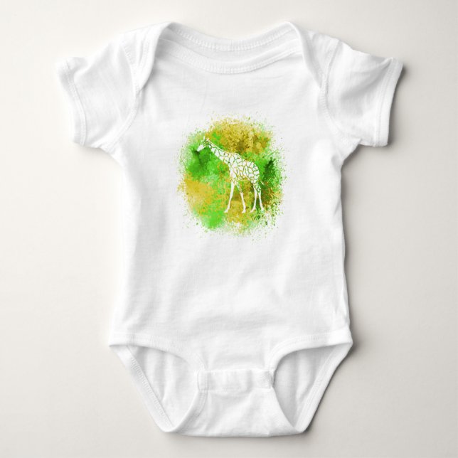 Yellow Giraffe Baby Bodysuit (Front)