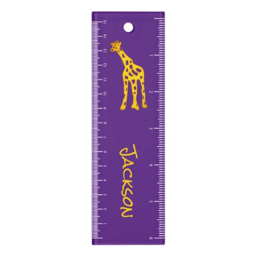 yellow giraffe in purple _personalized ruler