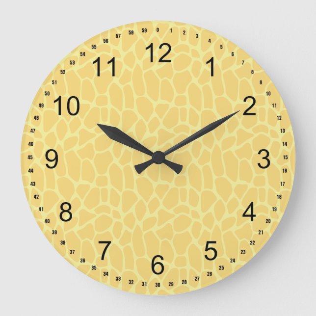 Yellow Giraffe Print Large Clock (Front)