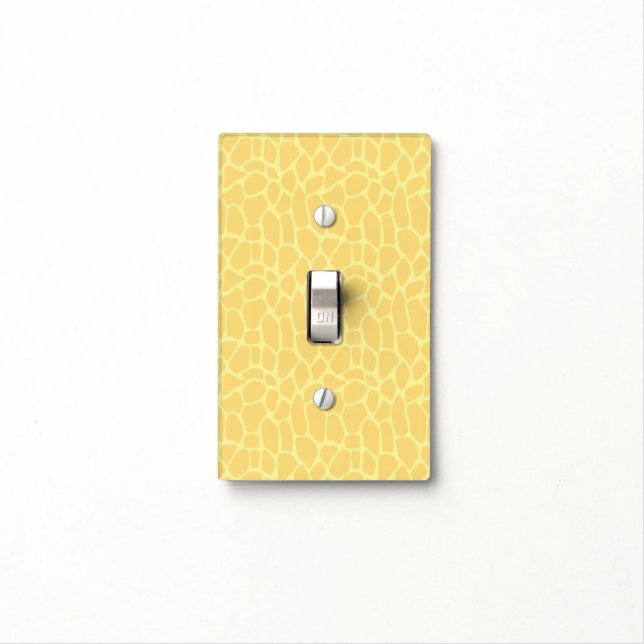 Yellow Giraffe Print Light Switch Cover (In Situ)