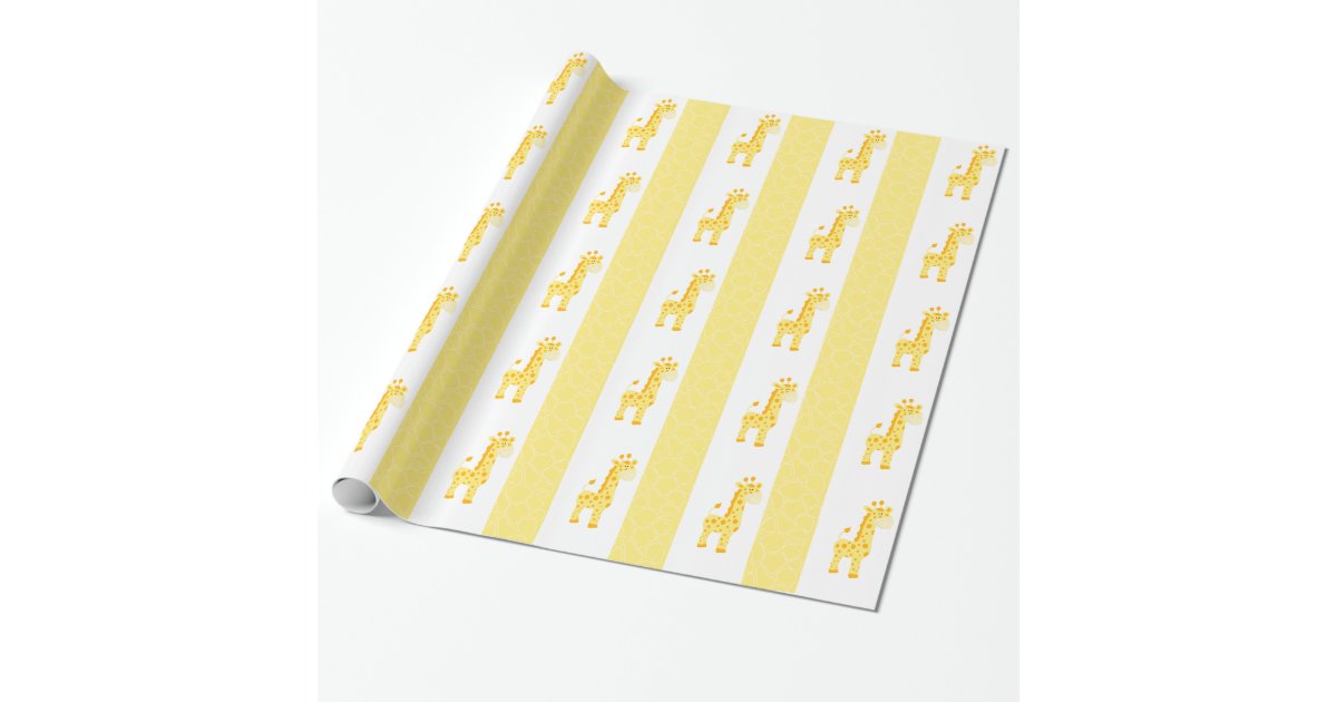 Yellow Giraffe Print Wrapping Paper