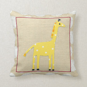 Yellow Giraffe with White Polka Dots Throw Pillow