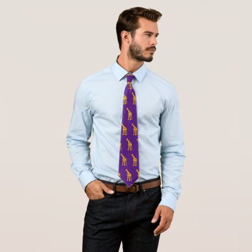 yellow giraffes in royal purple neck tie