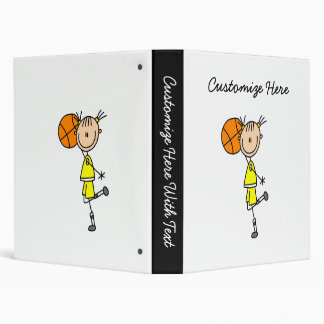 Yellow Girl Basketball Player T-shirts and Gifts 3 Ring Binder
