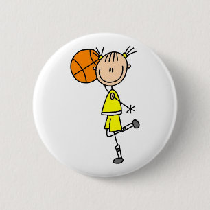Yellow Girl Basketball Player T-shirts and Gifts Button