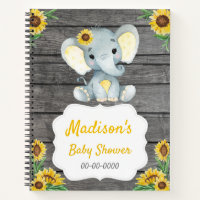 Yellow Girl, Elephant  Book Baby Shower Rustic