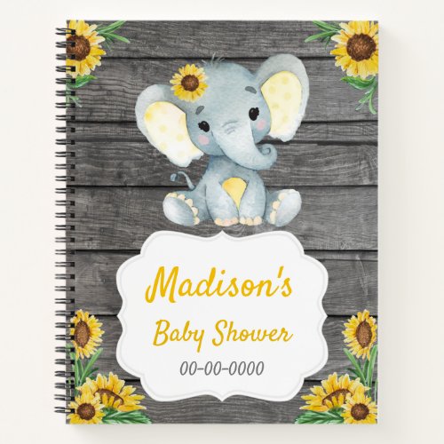 Yellow Girl Elephant  Book Baby Shower Rustic