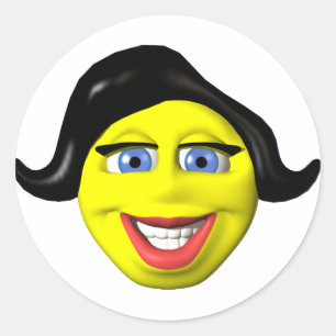 Yellow girl face classic round sticker