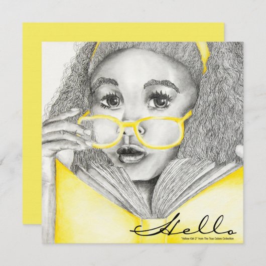 Yellow Girl Hello Postcard (Front/Back)