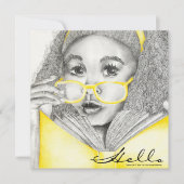 Yellow Girl Hello Postcard (Front)