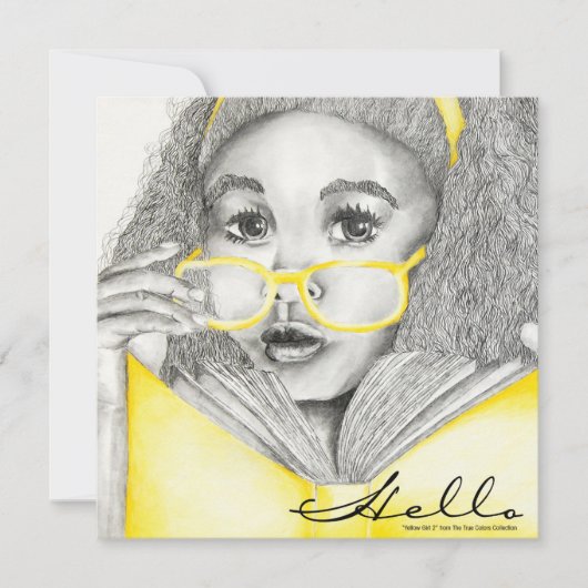 Yellow Girl Hello Postcard (Front)