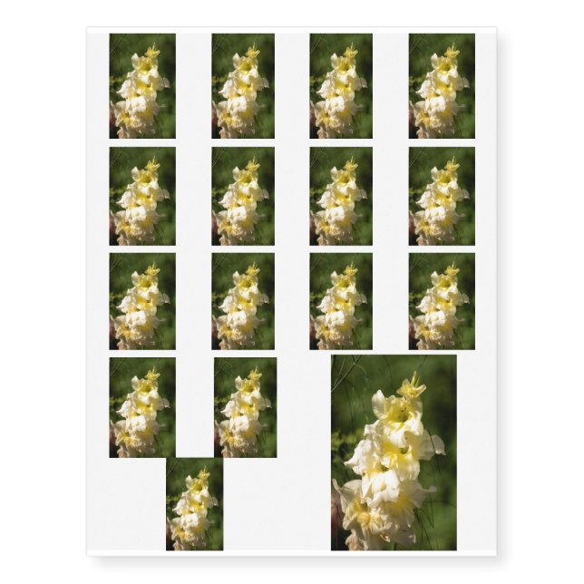 Yellow Gladiolus Flower Spike Temporary Tattoos (Front)