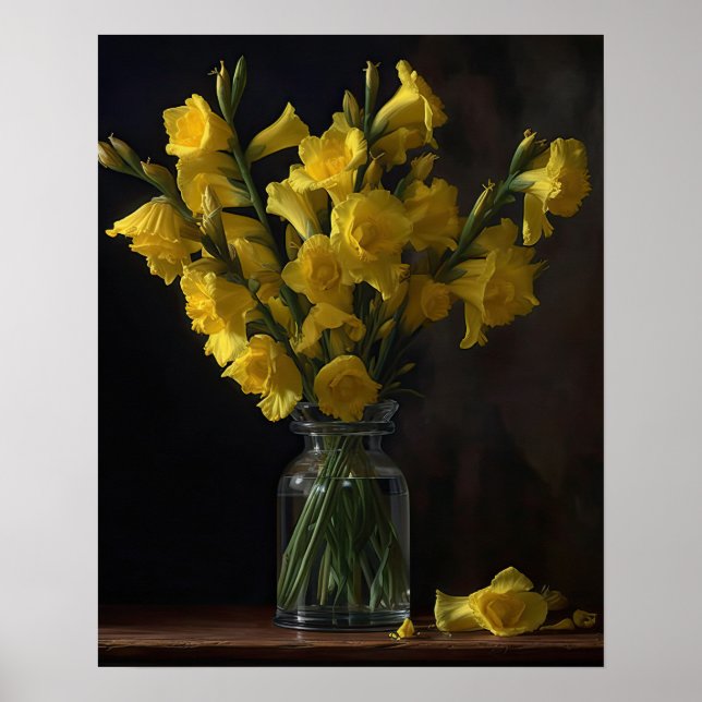 Yellow Gladiolus Flowers Art Print Poster (Front)