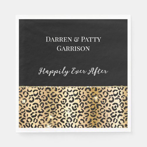 Yellow Glam Gold Black Leopard Napkins